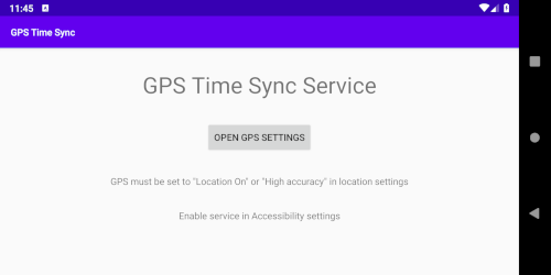 Screenshot of Android GPS Time Sync App